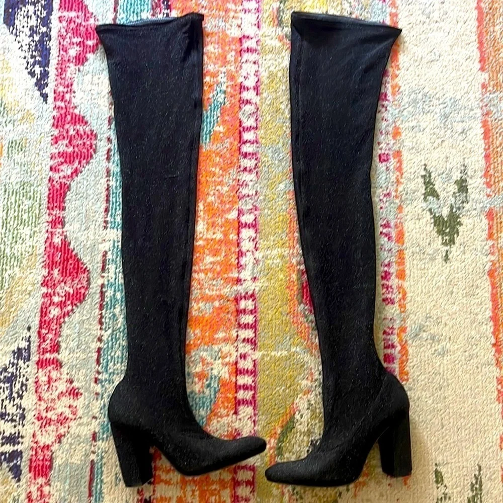 Zara sock glitter over the knee boots - Picture 3 of 10